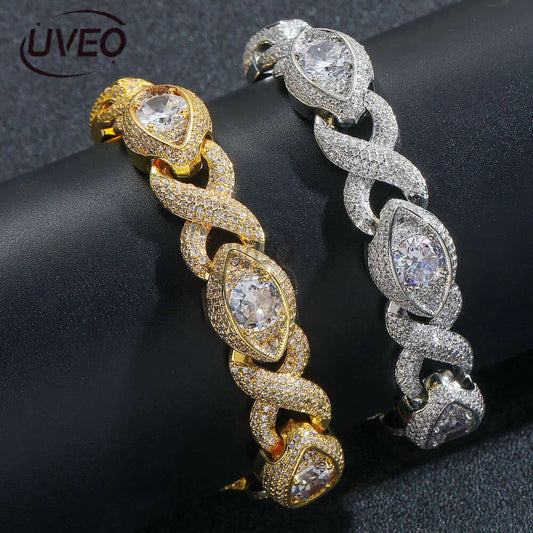 Luxury 15MM Infinity Eye 8-Figure Cuban Chain Micro Inlaid Sterling Silver Ice Out VVS Moissanite Hip Hop Men'S and Women'S Necklace Bracelet Free Delivery