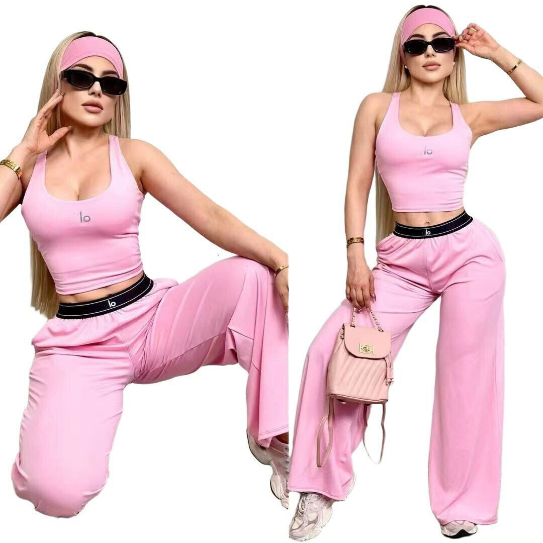 Summer Designer Tracksuits Women Casual Sports Yoga Two or Three Piece Set Sleeveless Tank Top Luxury Clothes Slim Trousers Track Suit Outfits