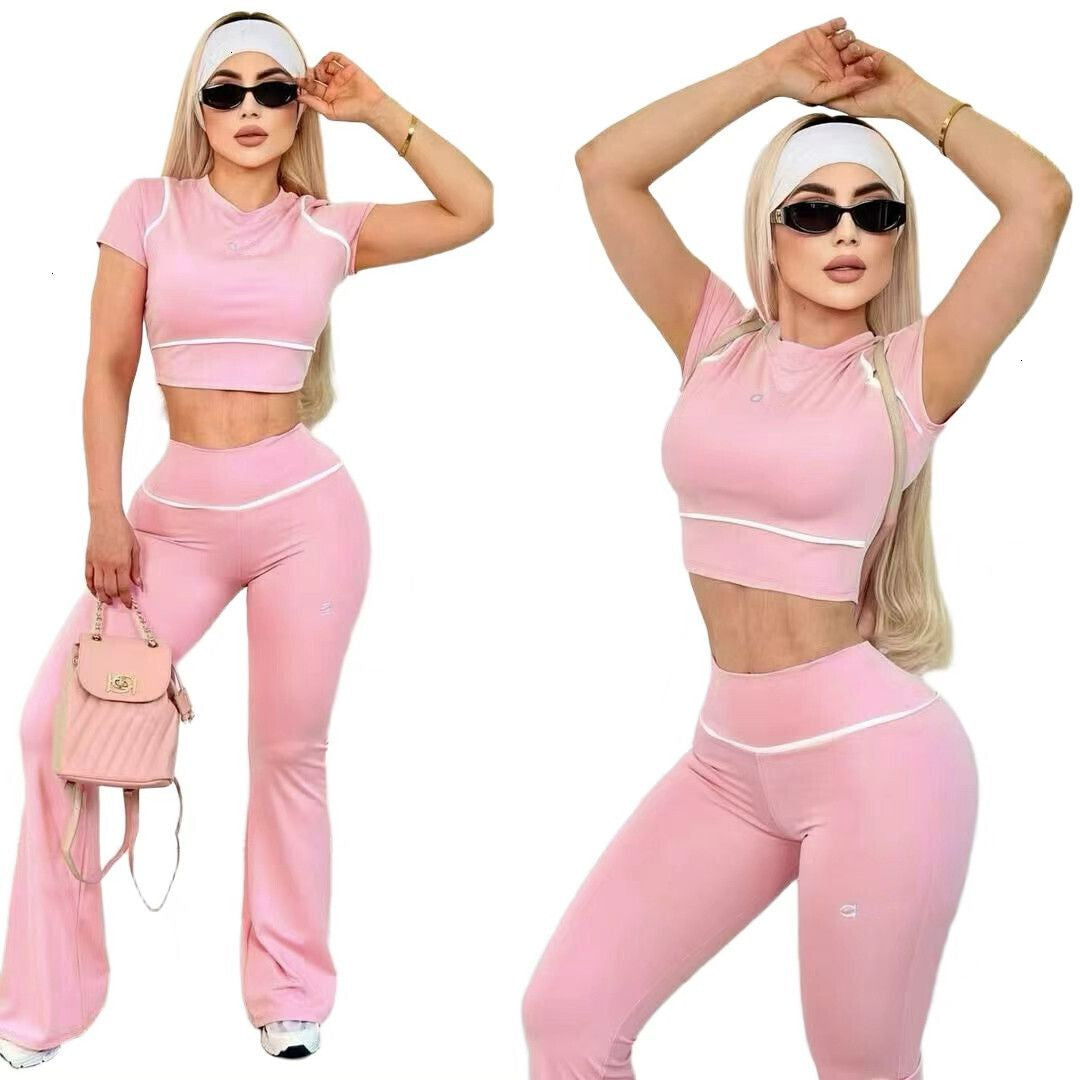 Summer Designer Tracksuits Women Casual Sports Yoga Two or Three Piece Set Sleeveless Tank Top Luxury Clothes Slim Trousers Track Suit Outfits