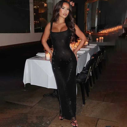 Diamond Glitter Backless Mini Dress - Sexy Bodycon Clubwear for Women - 2024 Summer Party Dress