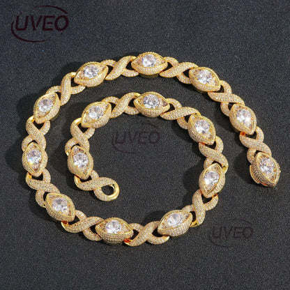 Luxury 15MM Infinity Eye 8-Figure Cuban Chain Micro Inlaid Sterling Silver Ice Out VVS Moissanite Hip Hop Men'S and Women'S Necklace Bracelet Free Delivery