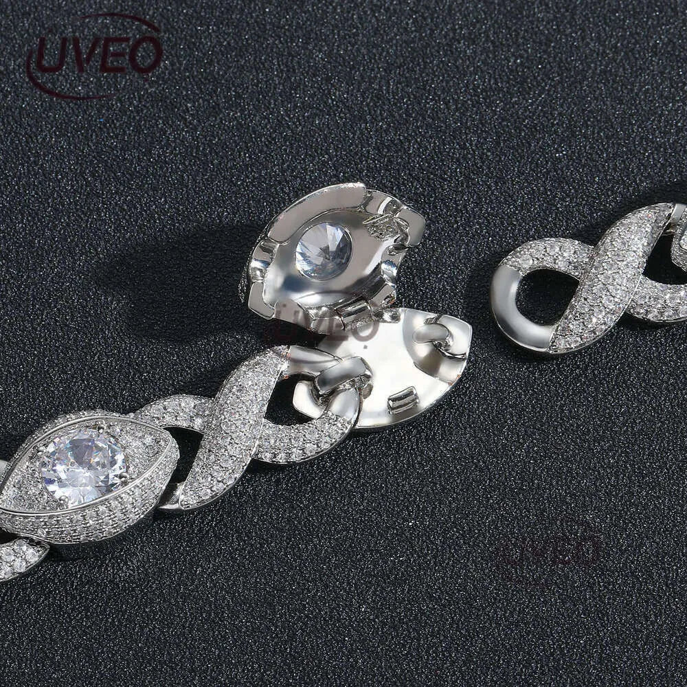 Luxury 15MM Infinity Eye 8-Figure Cuban Chain Micro Inlaid Sterling Silver Ice Out VVS Moissanite Hip Hop Men'S and Women'S Necklace Bracelet Free Delivery