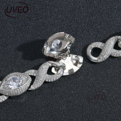 Luxury 15MM Infinity Eye 8-Figure Cuban Chain Micro Inlaid Sterling Silver Ice Out VVS Moissanite Hip Hop Men'S and Women'S Necklace Bracelet Free Delivery