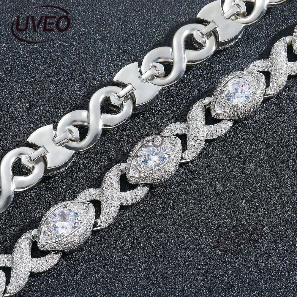 Luxury 15MM Infinity Eye 8-Figure Cuban Chain Micro Inlaid Sterling Silver Ice Out VVS Moissanite Hip Hop Men'S and Women'S Necklace Bracelet Free Delivery