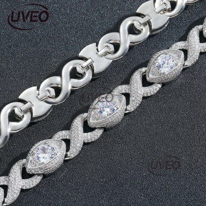 Luxury 15MM Infinity Eye 8-Figure Cuban Chain Micro Inlaid Sterling Silver Ice Out VVS Moissanite Hip Hop Men'S and Women'S Necklace Bracelet Free Delivery