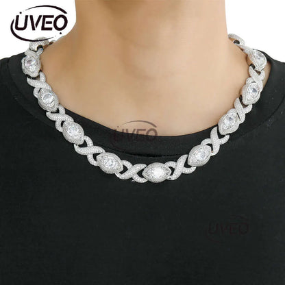 Luxury 15MM Infinity Eye 8-Figure Cuban Chain Micro Inlaid Sterling Silver Ice Out VVS Moissanite Hip Hop Men'S and Women'S Necklace Bracelet Free Delivery