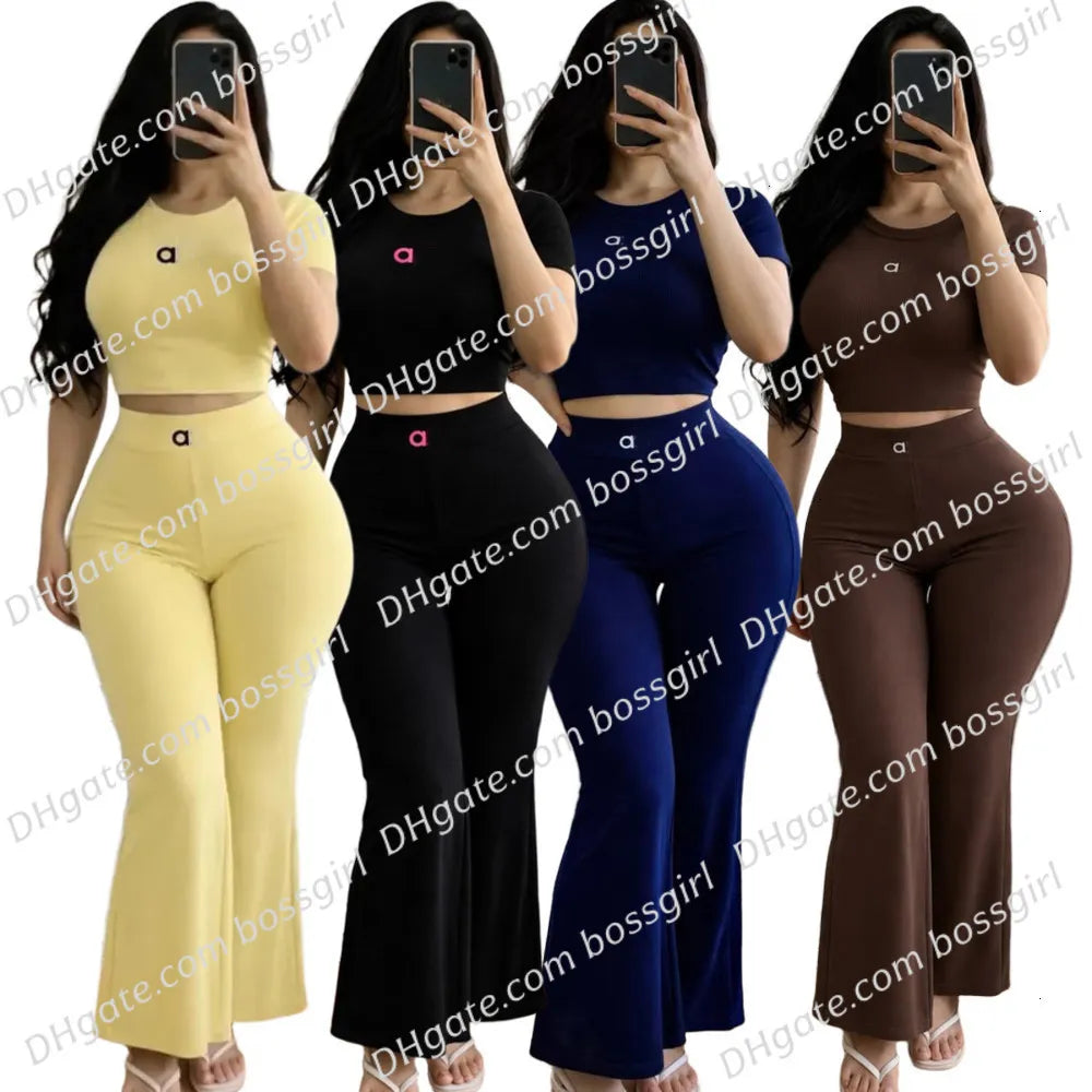 Summer Designer Tracksuits Women Casual Sports Yoga Two or Three Piece Set Sleeveless Tank Top Luxury Clothes Slim Trousers Track Suit Outfits