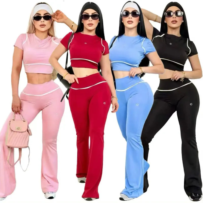 Summer Designer Tracksuits Women Casual Sports Yoga Two or Three Piece Set Sleeveless Tank Top Luxury Clothes Slim Trousers Track Suit Outfits