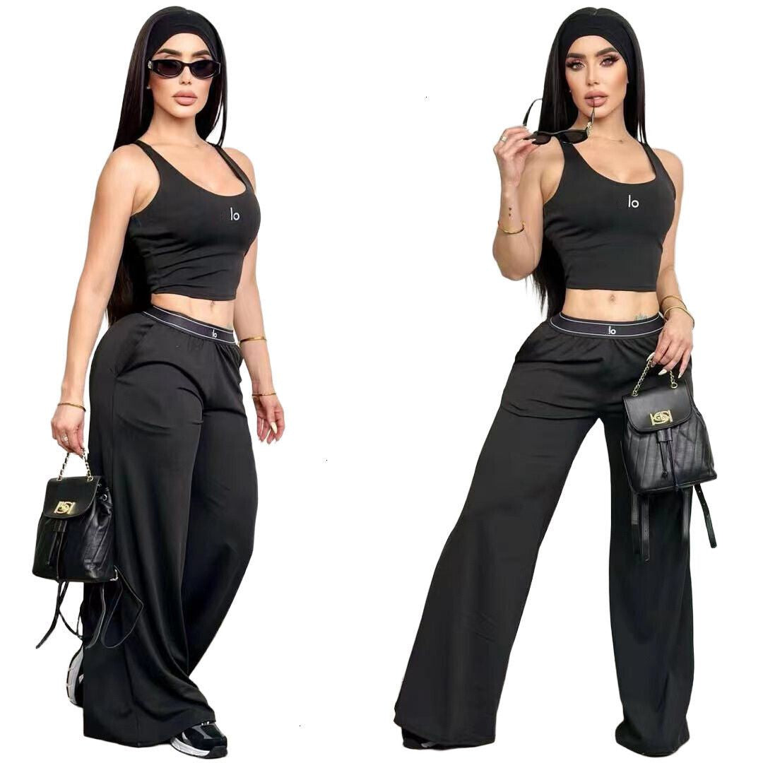 Summer Designer Tracksuits Women Casual Sports Yoga Two or Three Piece Set Sleeveless Tank Top Luxury Clothes Slim Trousers Track Suit Outfits