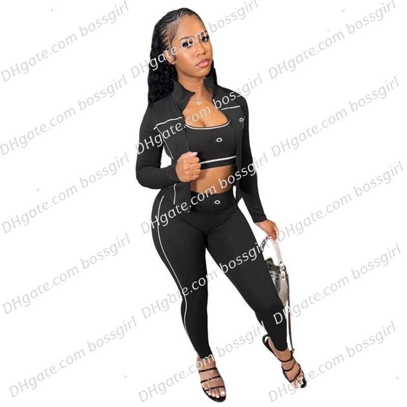 Summer Designer Tracksuits Women Casual Sports Yoga Two or Three Piece Set Sleeveless Tank Top Luxury Clothes Slim Trousers Track Suit Outfits