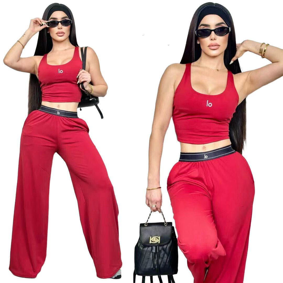 Summer Designer Tracksuits Women Casual Sports Yoga Two or Three Piece Set Sleeveless Tank Top Luxury Clothes Slim Trousers Track Suit Outfits