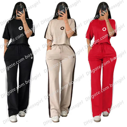 Summer Designer Tracksuits Women Casual Sports Yoga Two or Three Piece Set Sleeveless Tank Top Luxury Clothes Slim Trousers Track Suit Outfits