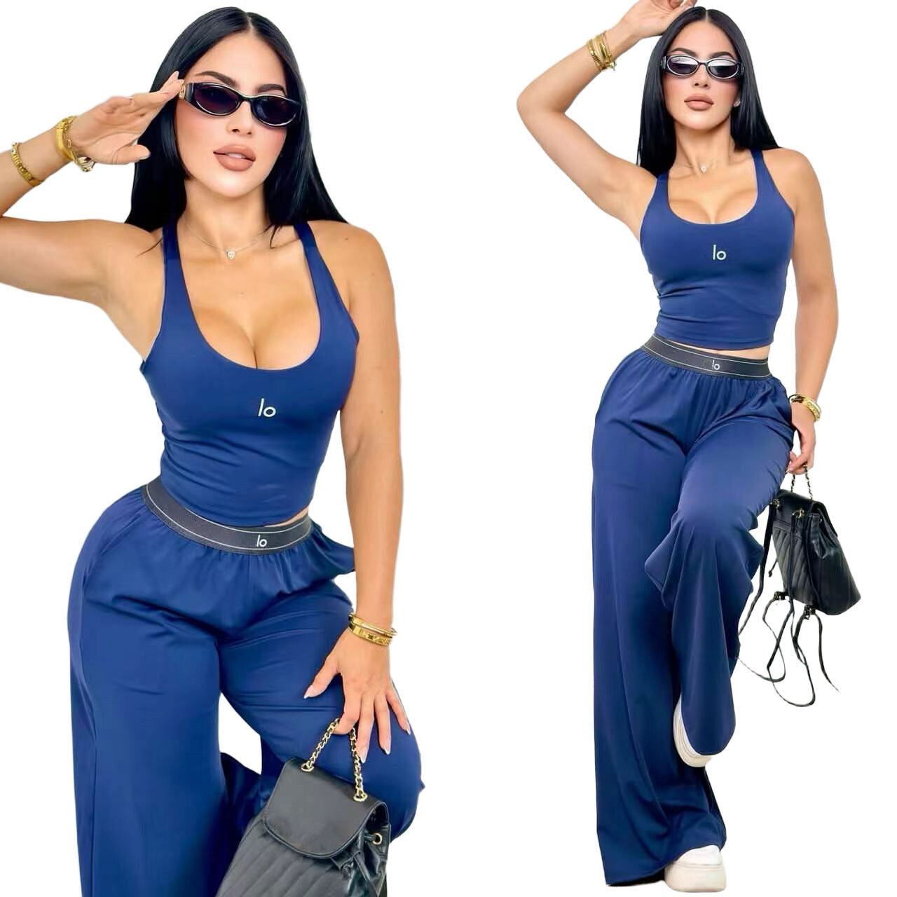 Summer Designer Tracksuits Women Casual Sports Yoga Two or Three Piece Set Sleeveless Tank Top Luxury Clothes Slim Trousers Track Suit Outfits