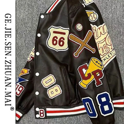 Men'S Jackets Men'S Spring and Autumn Baseball Uniform Y2K Retro Trend Leather Jacket Heavy Industry Embroidery White Short Coat Ins 230615