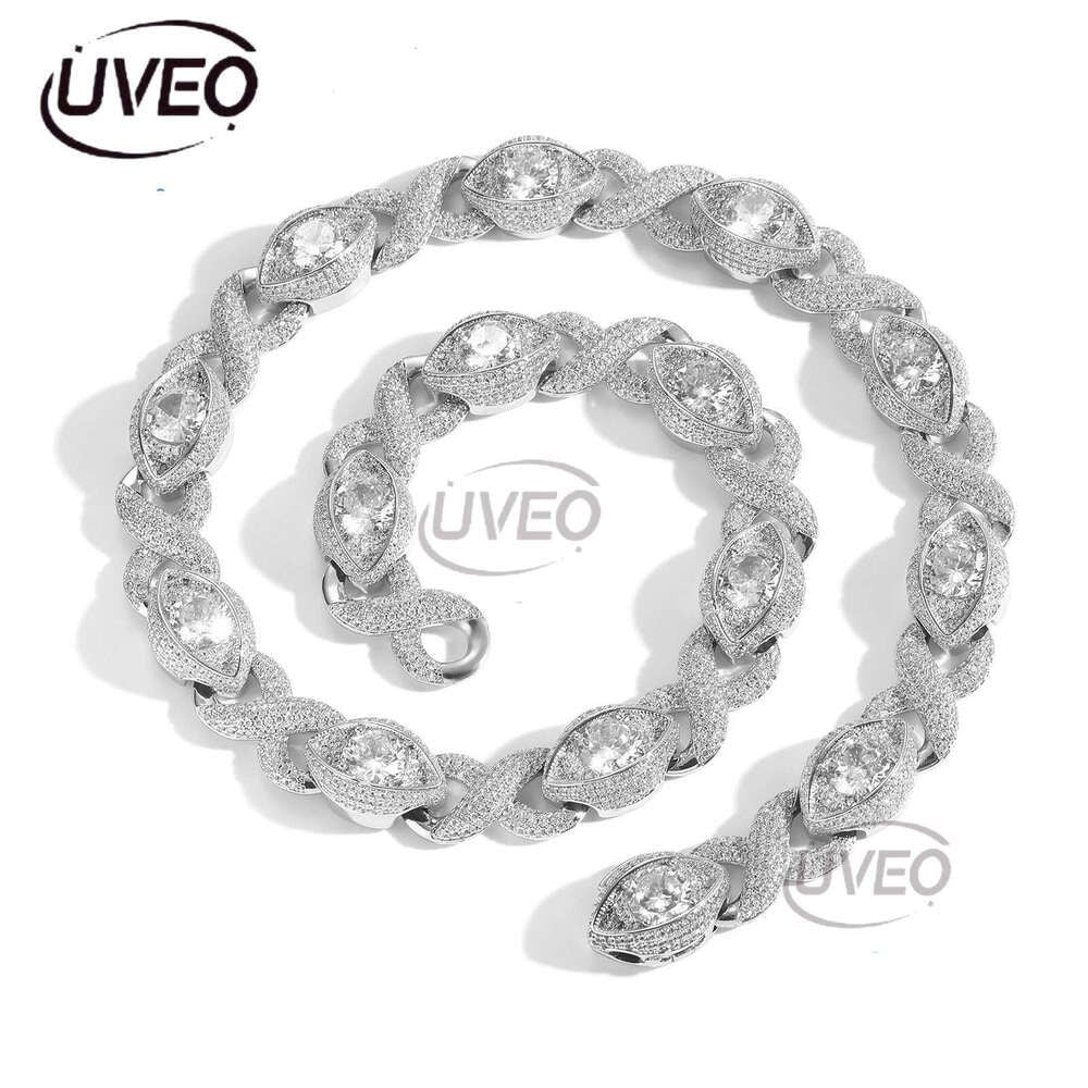 Luxury 15MM Infinity Eye 8-Figure Cuban Chain Micro Inlaid Sterling Silver Ice Out VVS Moissanite Hip Hop Men'S and Women'S Necklace Bracelet Free Delivery