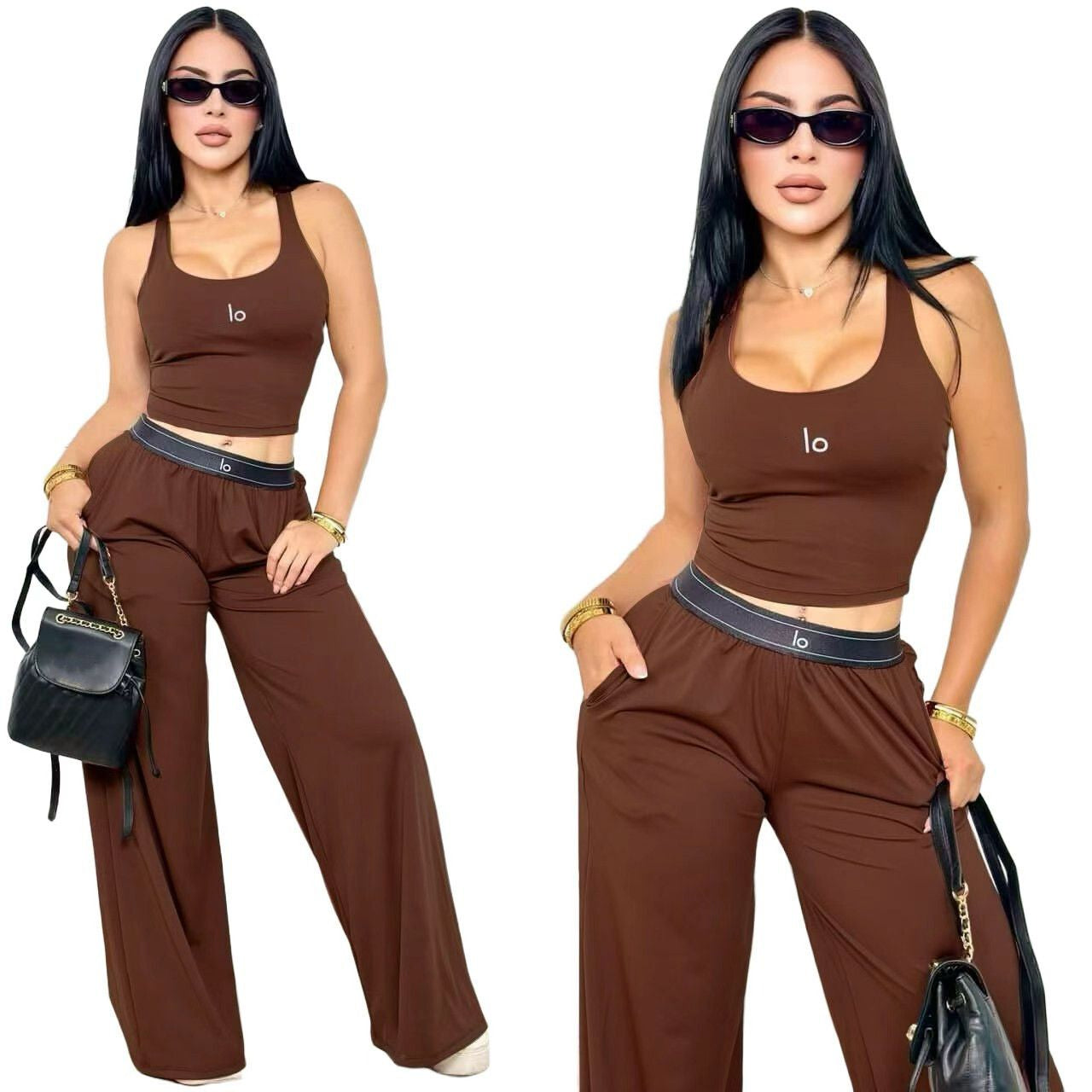 Summer Designer Tracksuits Women Casual Sports Yoga Two or Three Piece Set Sleeveless Tank Top Luxury Clothes Slim Trousers Track Suit Outfits
