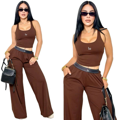 Summer Designer Tracksuits Women Casual Sports Yoga Two or Three Piece Set Sleeveless Tank Top Luxury Clothes Slim Trousers Track Suit Outfits