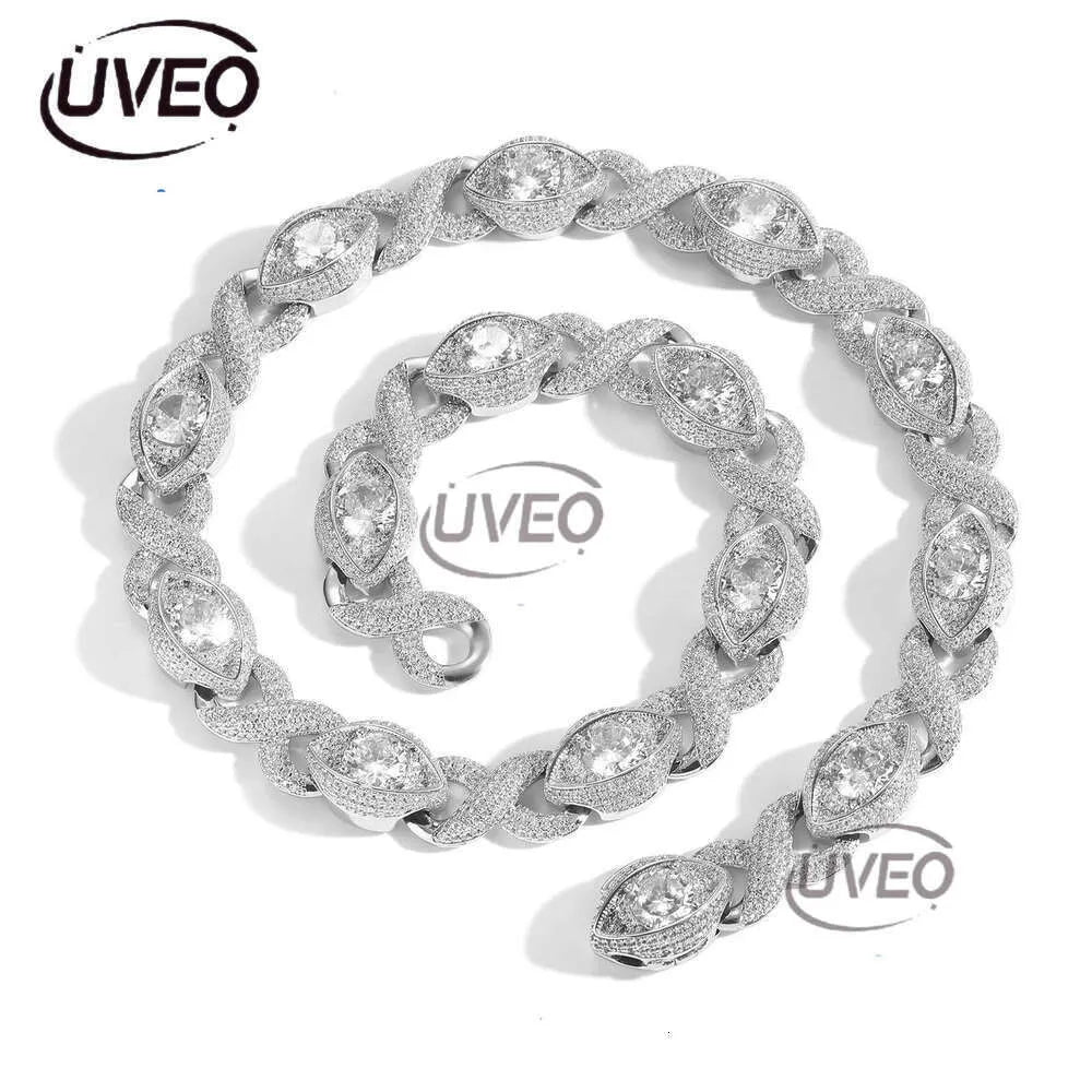 Luxury 15MM Infinity Eye 8-Figure Cuban Chain Micro Inlaid Sterling Silver Ice Out VVS Moissanite Hip Hop Men'S and Women'S Necklace Bracelet Free Delivery