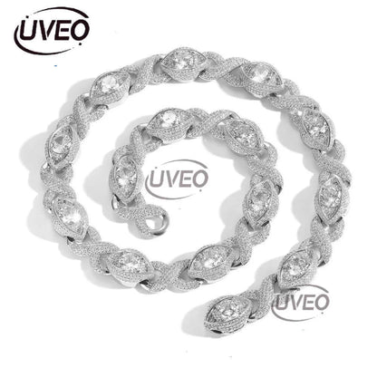 Luxury 15MM Infinity Eye 8-Figure Cuban Chain Micro Inlaid Sterling Silver Ice Out VVS Moissanite Hip Hop Men'S and Women'S Necklace Bracelet Free Delivery
