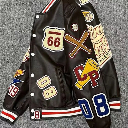 Men'S Jackets Men'S Spring and Autumn Baseball Uniform Y2K Retro Trend Leather Jacket Heavy Industry Embroidery White Short Coat Ins 230615