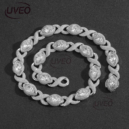 Luxury 15MM Infinity Eye 8-Figure Cuban Chain Micro Inlaid Sterling Silver Ice Out VVS Moissanite Hip Hop Men'S and Women'S Necklace Bracelet Free Delivery