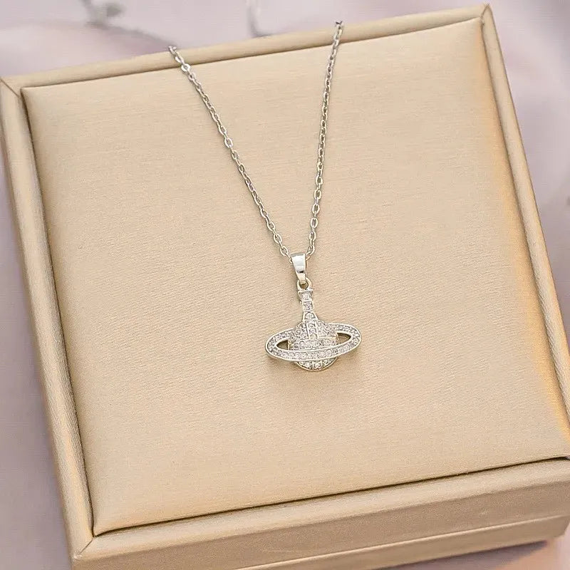 Designer Necklaces Planet Necklaces Sier Gold Moissanite Colorful Necklace Saturn Necklace Royal Party Designer Jewelry